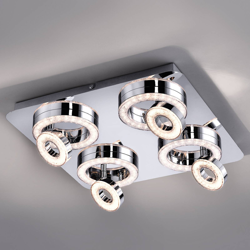 Lámpara LED de techo Tim cuadrada con 8 anillos en oferta