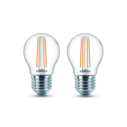 Philips LED E27 P45 4,3W filamento 2700K 2 ud precio