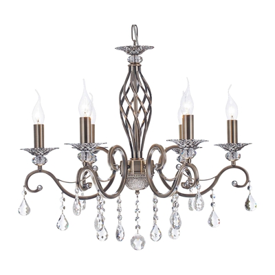 Maytoni Grace lámpara araña 6 luces latón/blanco