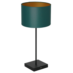 Lámpara de mesa Table negro, cilindro verde-oro en oferta