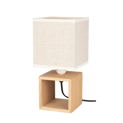 Lámpara de mesa Monas, roble engrasado, crema