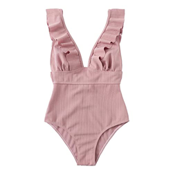 Bañadores Mujer Trajes de Baño Una Pieza Retro Volante Fruncido Push Up Escote en V Profundo Halter Elegante Monokini Bañador Natacion Reductor Tankin características