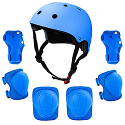 IPSXP Blue Ensemble de Casque de vélo pour Enfants Genouillères - 3~8 Ans Ensemble d'équipement de Protection pour Enfants pour Le Sport Cyclisme Vélo precio