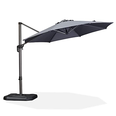 PURPLE LEAF Sombrilla de jardín Ø 3 m con manivela de aluminio y parasol inclinable giratorio 360° con pedal, Para piscina exterior Terraza ajardinada