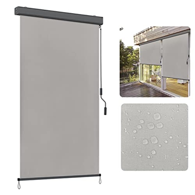 ACXIN Toldo vertical extensible para exterior, mecanismo de manivela, para balcón, protección solar y visual, con manivela, para terraza y balcón (140