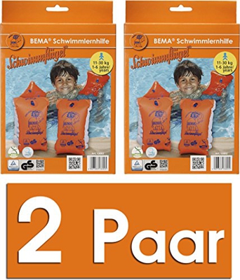 Happy People Bema® Original – Manguitos, color naranja, tamaño 0, 11 – 30 kg, 1 – 6 años (2 pares)
