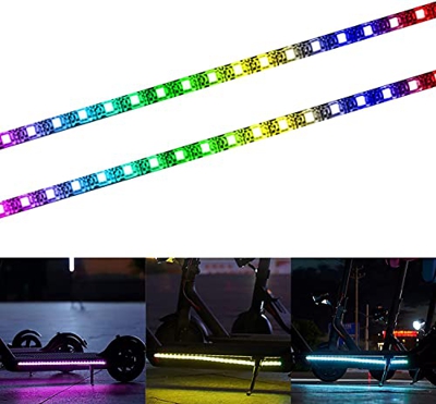 Wovatech Luces de Tira LED para Scooter eléctrico - Luz Decorativa de Seguridad Plegable Impermeable para Xiaomi M365 - Lámpara de marquesinas de Cicl