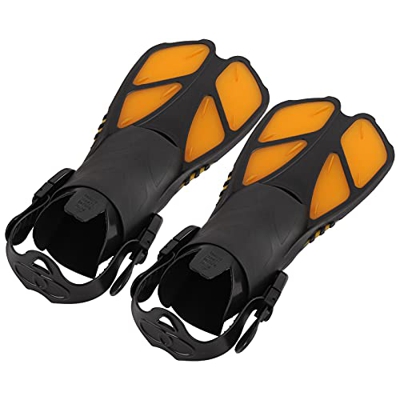 minifinker Aletas de Snorkel, Aletas de Buceo Largas Naranjas TPR + PP de Doble Canal para Actividades de Piscina de Buceo Hombres Mujeres(Metro)