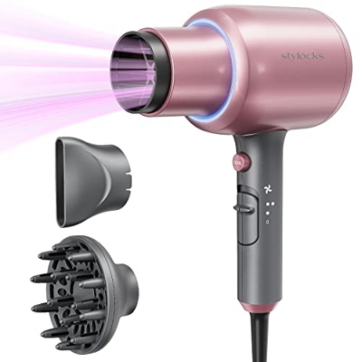 stylocks Secador de pelo de iones de litio 2200 W, potente con concentrador y difusor para familias y salones