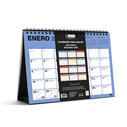 MIQUELRIUS - Calendario Sobremesa 18 meses - de Julio 2022 a Diciembre 2023 - con espacio para escribir - Tamaño A5 - Color en oferta