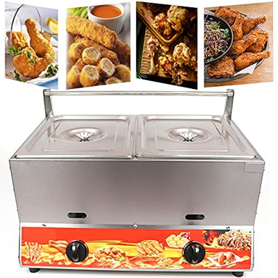 SAFGH Freidora de Gas Comercial, freidora de Gas LPG de Doble Cilindro de 22 l, Control de Temperatura Independiente, Potencia de Fuego Ajustable, par