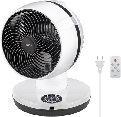 Goobay 59515 Potente ventilador con mando a distancia Ø 23 cm (9 pulgadas) / Oscilación multidireccional/Motor eléctrico de 70 W con 4 niveles de pote