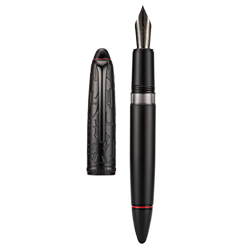 Pluma estilográfica Hongdian N6 de resina de metal negro, pluma clásica de punta fina de iridio negro, incluye bolígrafo de escritura de caja de metal en oferta