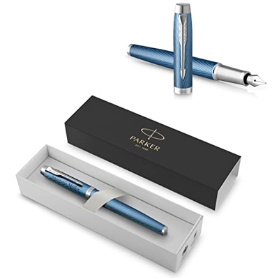 Parker IM Premium - Pluma estilográfica con grabado | bolígrafo premium | caja de regalo | tinta azul | regalo personalizado | nombre | grabado | plum