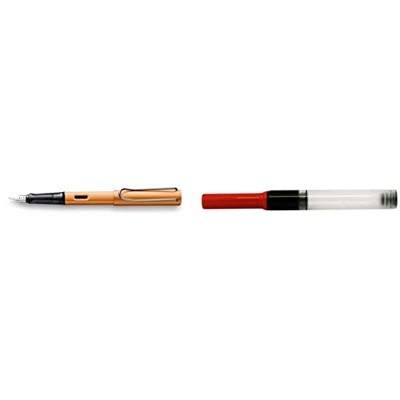 LAMY AL - star 027 - Pluma estilográfica de aluminio en color bronce con mango transparente y punta de acero – pluma F + 1324763 - Conversor Z28 para 