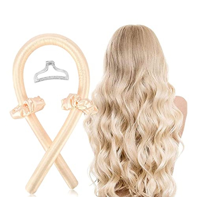 Rizador sin Calor, Rizador Manual, Banda Rizadora de Deda, Banda Rizadora de Esponja de Espuma, con Lazo para el Cabello, Pinzas para el Cabello (Jueg