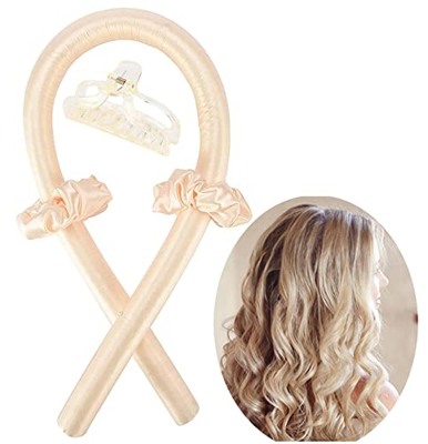Heatless Hair Curlers, Curling Ribbon Hair, Heatless Curl Ribbon Hair Curlers, Conjunto de Bigoudis Paresseux para Dormir la Noche (Color Malt)