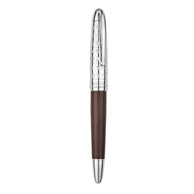 Pluma estilográfica Hongdian 6016 punta media, pluma de metal sólido de madera natural con estuche para bolígrafo