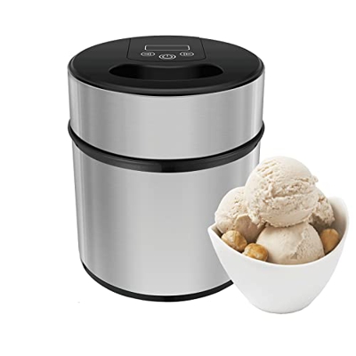 Heladera 2L, Máquina para Hacer Helados, Incluye Receta y Cuchara, Acero Inoxidable, Pantalla LCD, Hacer Helado/Yogurt/Sorbete en 20Minutos, Sin Compr