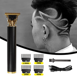 Recortadora de cabello inalámbrica profesional, recortadora de cuchillas en T sin huecos, afeitadora de barba recargable, cortapelos con 4 peines guía precio