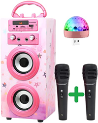 DYNASONIC - (3ª Gen) Altavoz Bluetooth Portatil con Modo Karaoke y Micrófono, Radio FM y Lector USB SD (Modelo 15, Luces Discoteca) en oferta