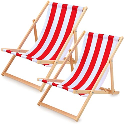 Tumbonas Jardin Exterior Madera - Sillas Plegables Exterior Tumbona reclinable Silla Playa Rojo y Blanco 2 Piezas