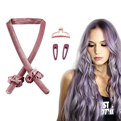 Rizador Pelo Sin Calor, DIY Rizadores de Pelo de Seda con Horquillas y Diademas,Cinta para Rizar Sin Calor para Dormir, Duerme Ondas Rizadores de Cabe