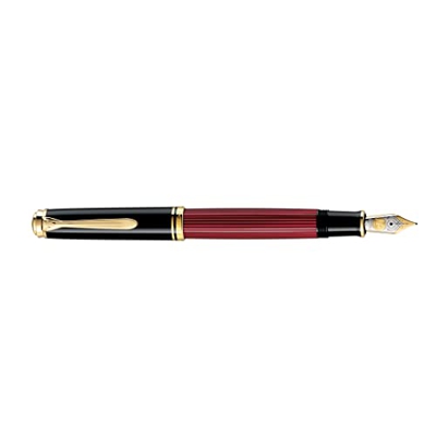 Pelikan FWI 800 816519 - Pluma estilográfica (punta F, en caja), color negro y rojo