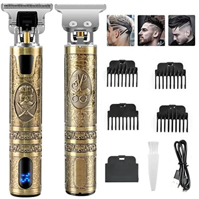 Máquina de Cortar Pelo Profesional, Cortapelos inalámbrico Hombre Cortador de Pelo Recargable con Hoja T, Recortadora de Barba de Espacio Cero con 3 P