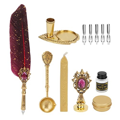 Shanrya Pluma bautismal de Vidrio, Pluma estilográfica, Estilo británico Retro, empaque de Regalo para Estudiantes para Ancianos, Maestros, Parejas