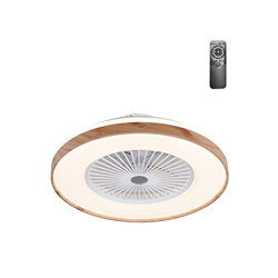 CristalRecord - Ventilador Plafón Silencioso con Luz LED de Aspas Ocultas Blanco y Madera Chama precio
