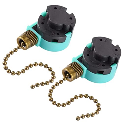 Interruptor de cadena de extracción del ventilador 3 Velocidad 4 Cambio de control de velocidad de alambre para la lámpara de techo Bronce 2pcs sumini