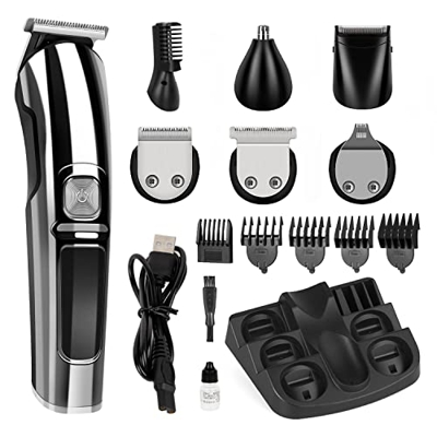 Cortapelos para hombre, con pantalla LED, inalámbrica, para niños, hombres, con hoja de cerámica con cargador, 7 peines