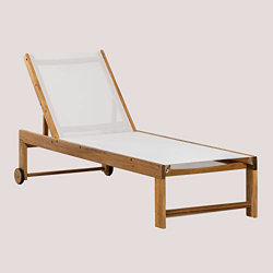 SKLUM Tumbona Reclinable en Madera Valerys Madera de Acacia Blanco Roto en oferta