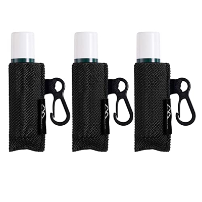 Llavero para bálsamo labial, 3 unidades, con clip en las mangas del capítulo, funda elástica de punto apretado para lápiz labial (negro x 3)