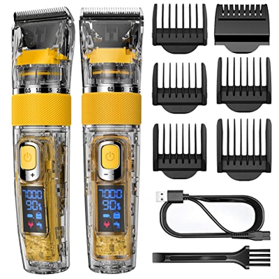 Hatteker Cortapelos profesional para hombre Haircut Kit recortador de pelo con batería IPX7, resistente al agua, recortador de barba, transparente y m