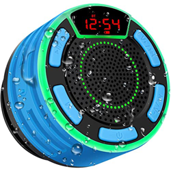 Altavoz Bluetooth, ssouwao IPX7 Altavoz de Ducha Bluetooth inalámbrico portátil Impermeable con Radio FM, Pantalla LED, Sonido HD Alto y Altavoz de Gr características