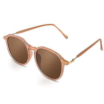 Czemo Gafas de Sol Mujer Polarizadas, Gafas de Sol de Moda Vintage, Protección UV Gafas de Sol Aviador (Brown)