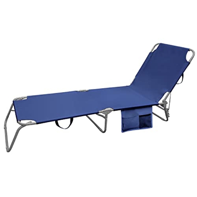 PAPILLON Tumbona Playa Cama Fabricada En Acero con Bolsillos. Color Azul, Reclinable 3 Posiciones, Tumbona Jardin, Tumbona Piscina.