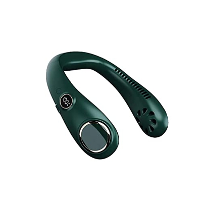 Zwbfu Ventilador Portátil, Recargable sin aspas para Colgar en el Cuello Viento Ajustable de 3 velocidades Salida de Viento de 360 ° Pantalla LED Digi