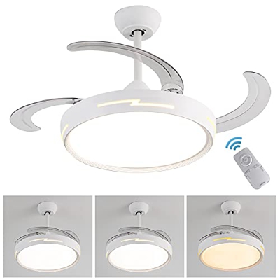 Ventilador de techo con luz,Ventiladores de techo con control remoto silencioso moderna,64W Regulable regula la velocidad del viento Ventilador de tec