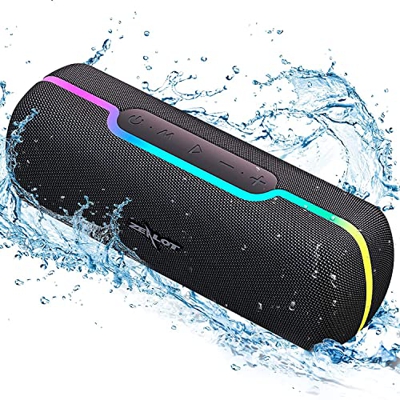Altavoz Bluetooth, Altavoz portátil Resistente al Agua IPX5, Altavoz inalámbrico ZEALOT con luz, Graves estéreo Fuertes, emparejamiento Dual, USB/TF/A