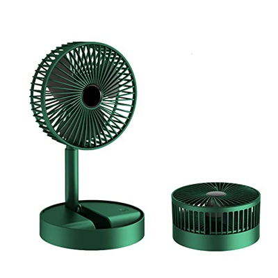 NSOLIW 2 En 1 Ventilador Silencioso Piso Y Mesa, Ventilador Plegable Retráctil Portátil, Batería 2000 Mah para Dormitorio Oficana Viaje,Verde
