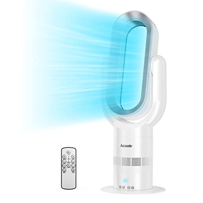 Ventilador de Torre, Seguro sin Aspas Ventilador Torre Silencioso, Oscilación de 90°, 10 velocidades, Temporizador 8H, Ventilador de Pie con Mando a D