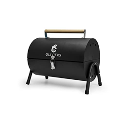 Oliviers Barbacoa portátil de carbón vegetal, parrilla de mesa, parrilla y ahumador, con dos parrillas características