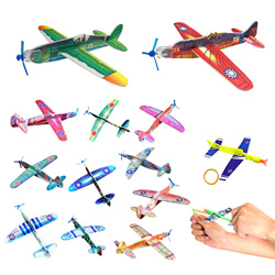 12 piezas de avión de lanzamiento manual de espuma y 6 piezas de goma de avión Catapulta, para niños, juguetes deportivos al aire libre para niños precio