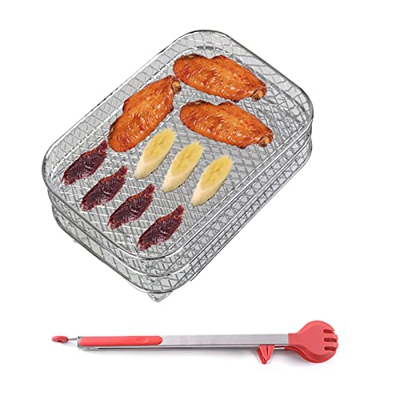 LYWL Accesorios para Freidora De Aire, Bandeja para Hornear De Tres Niveles De Acero Inoxidable, Rejilla Deshidratadora para Freidora De Aire, Adecuad