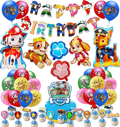 45pcs Paw Dog Patrol Balloons,Globos de Patrulla Canina,Globos De Dibujos Animados,Helium Foil Balloons,Niños Niñas Juego de Decoración de Cumpleaños, precio