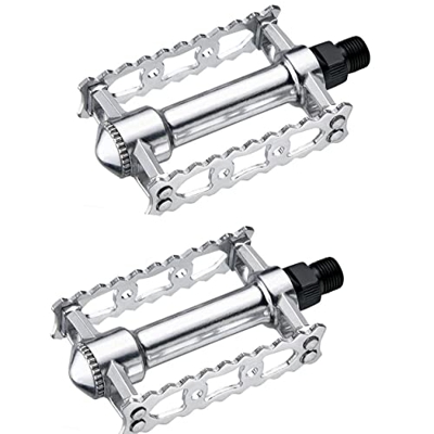 2 Pedales Retro de Aluminio Pulido con Eje de Acero y Rodamientos de Bola para Bicicleta Ciclismo 2894