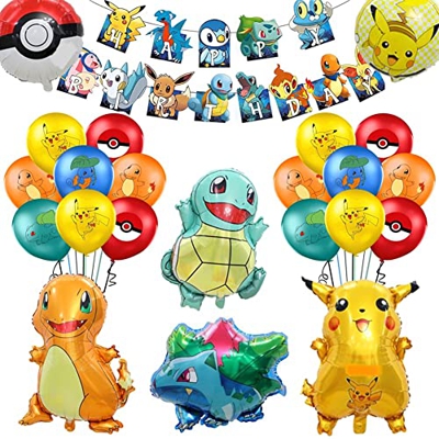 Globos Decoracion Niños Cumpleaños,globos de Pika-chu, globos de papel de helio,Niño Niña Cumpleaños Fiesta Globos de Papel de Aluminio,Helium Foil Gl
